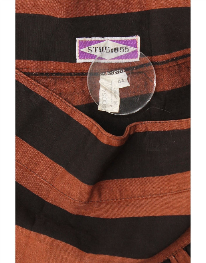 VINTAGE Damen Mini-Faltenrock IT 44 Medium W28 Braun gestreifte Viskose