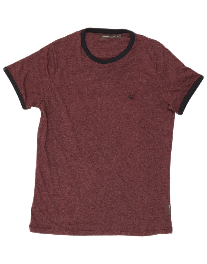 French Connection Herren-T-Shirt-Oberteil, mittelgroß, Burgunderrot, Baumwolle