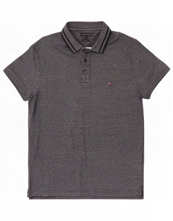 Tommy Hilfiger Herren-Poloshirt mit schmaler Passform, große graue Baumwolle