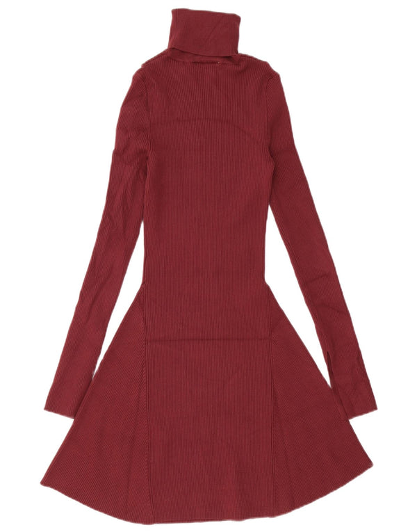 Zara Damen Pulloverkleid UK 10 Small Burgunder Viskose