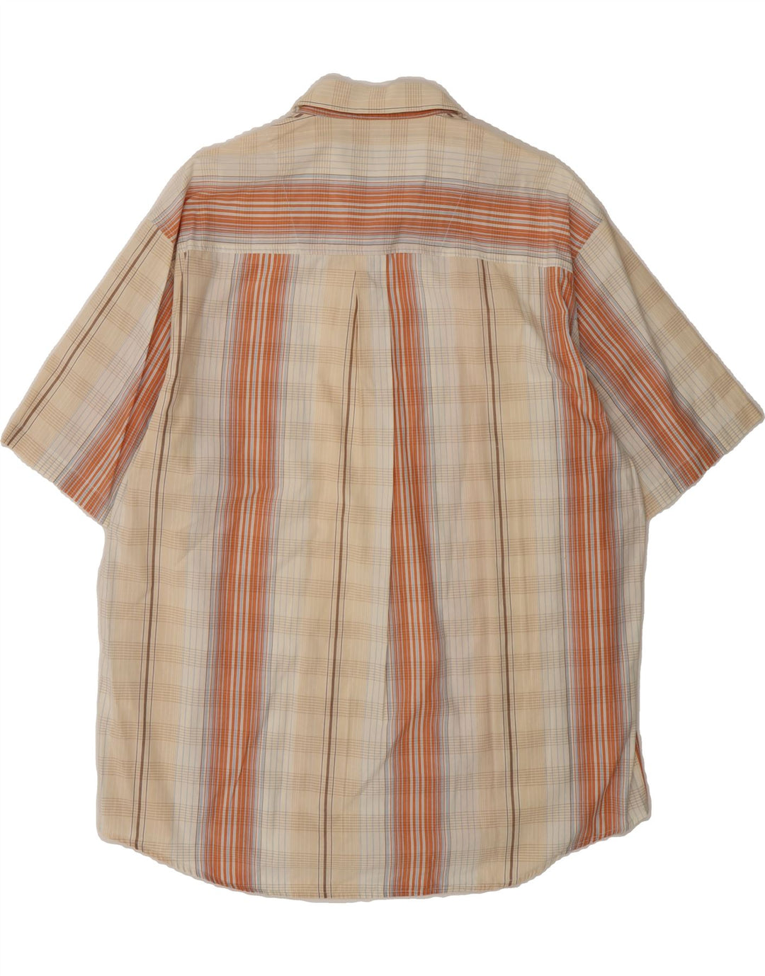 LERROS Mens Short Sleeve Shirt XL Beige Check Cotton Vintage Lerros and Second-Hand Lerros from Messina Hembry 