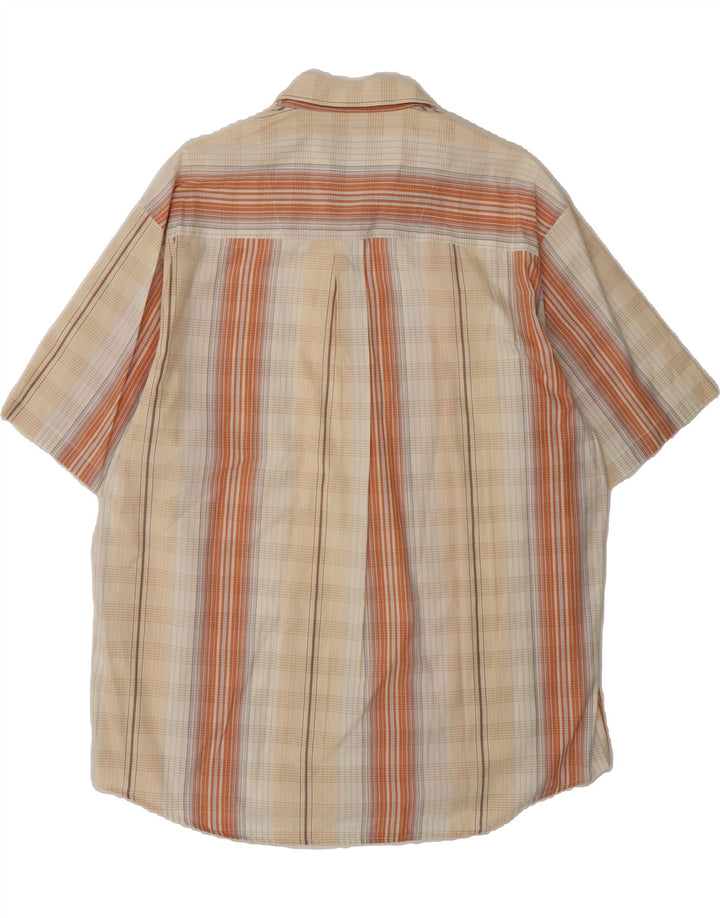 LERROS Mens Short Sleeve Shirt XL Beige Check Cotton Vintage Lerros and Second-Hand Lerros from Messina Hembry 