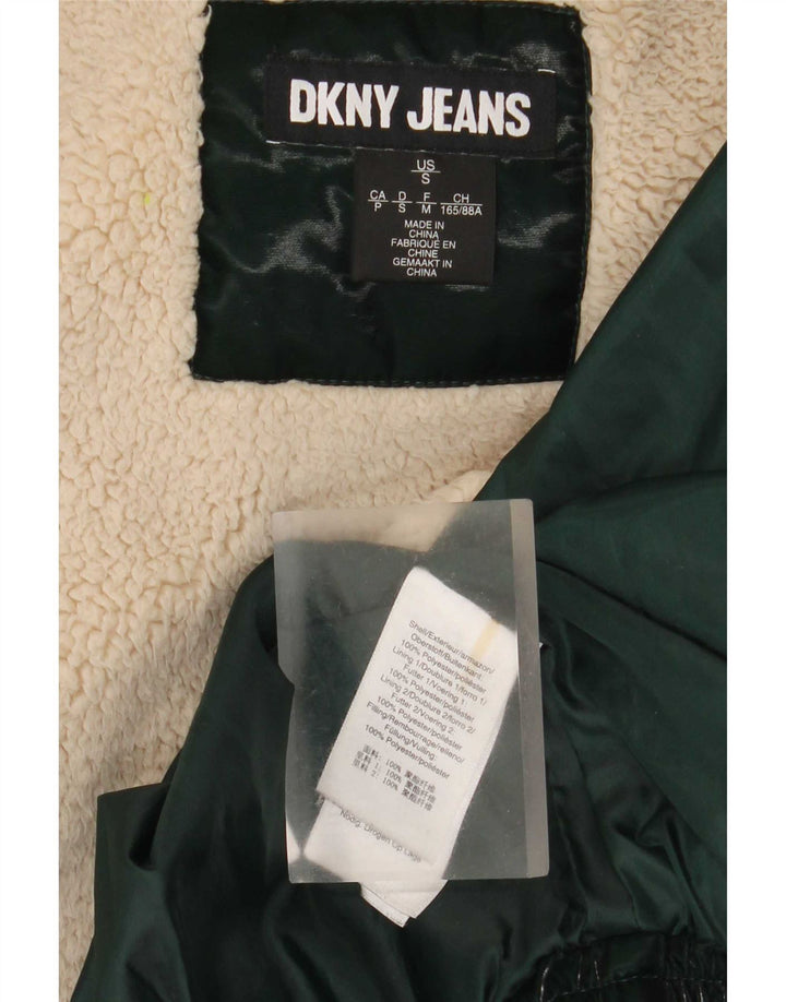 Dkny Damen-Kapuzen-Übergröße, wattierte Jacke, UK 10, Größe S, Grün, Polyester