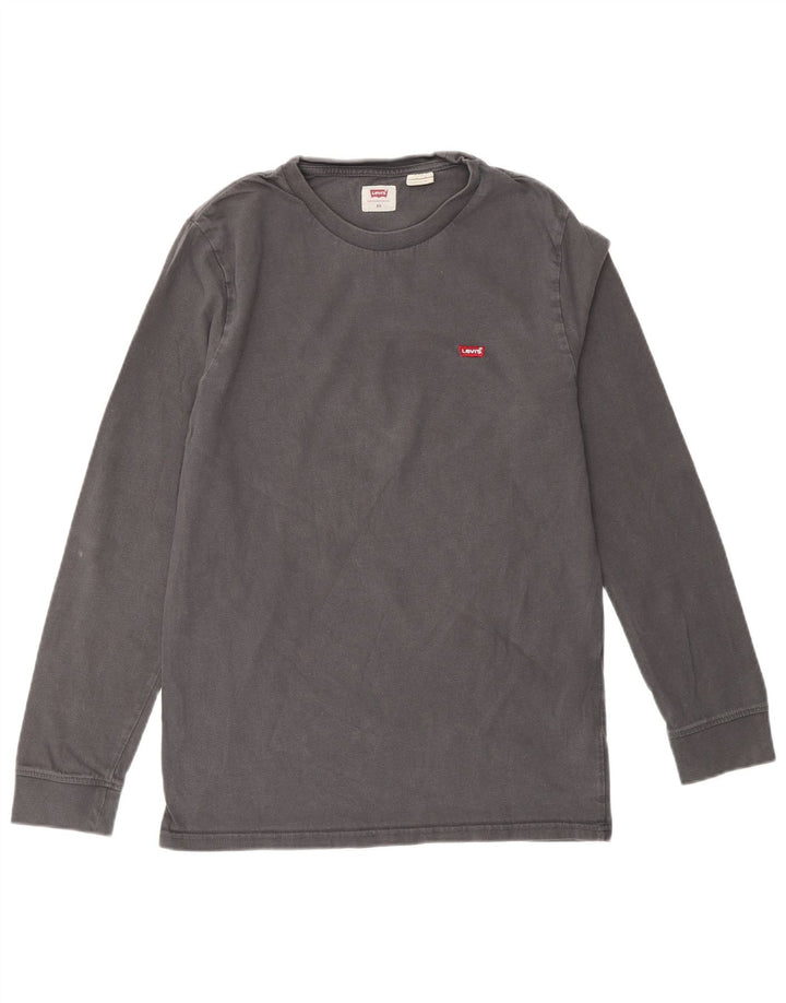 LEVI'S Damen Top Langarm UK 6 XS Graue Baumwolle