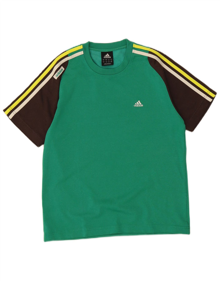 Adidas Herren T-Shirt Top Mittelgrüne Colourblock-Baumwolle