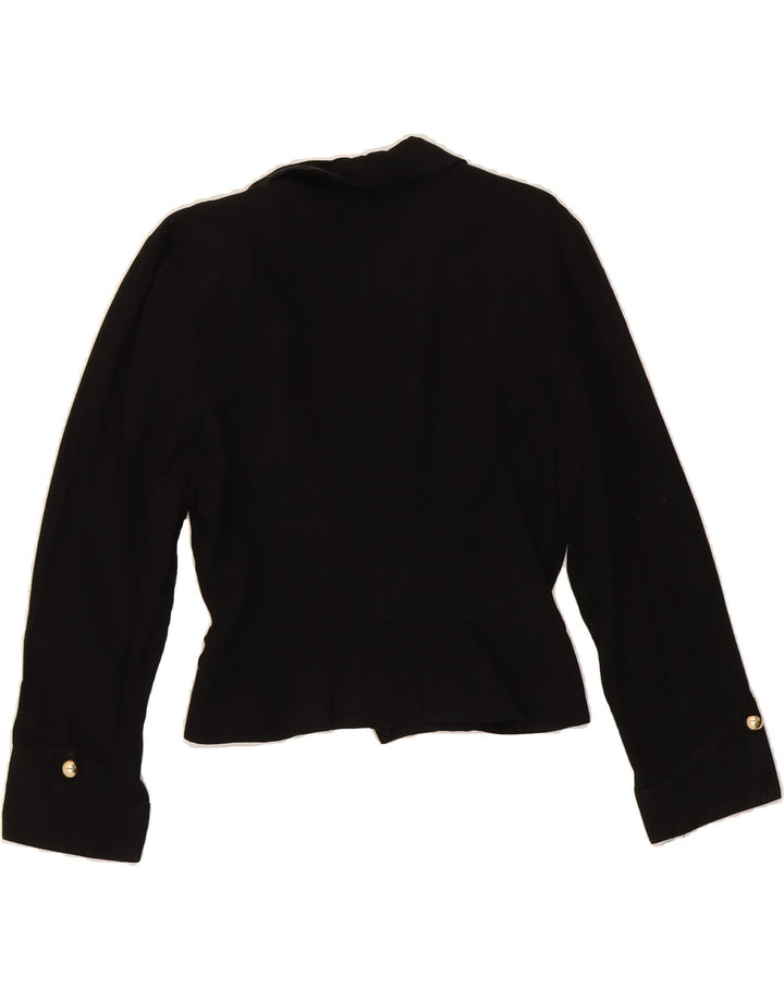 VINTAGE Womens 1 Button Blazer Jacket UK 14 Medium Black Viscose Vintage Vintage and Second-Hand Vintage from Messina Hembry 