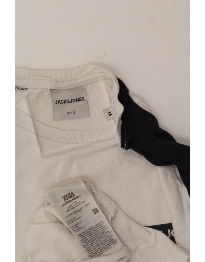 JACK & JONES Mens Top Long Sleeve XS White Colourblock Cotton Vintage Jack & Jones and Second-Hand Jack & Jones from Messina Hembry 