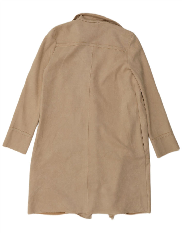 Zara Damen offener übergroßer Mantel UK 10 Small Beige Polyester
