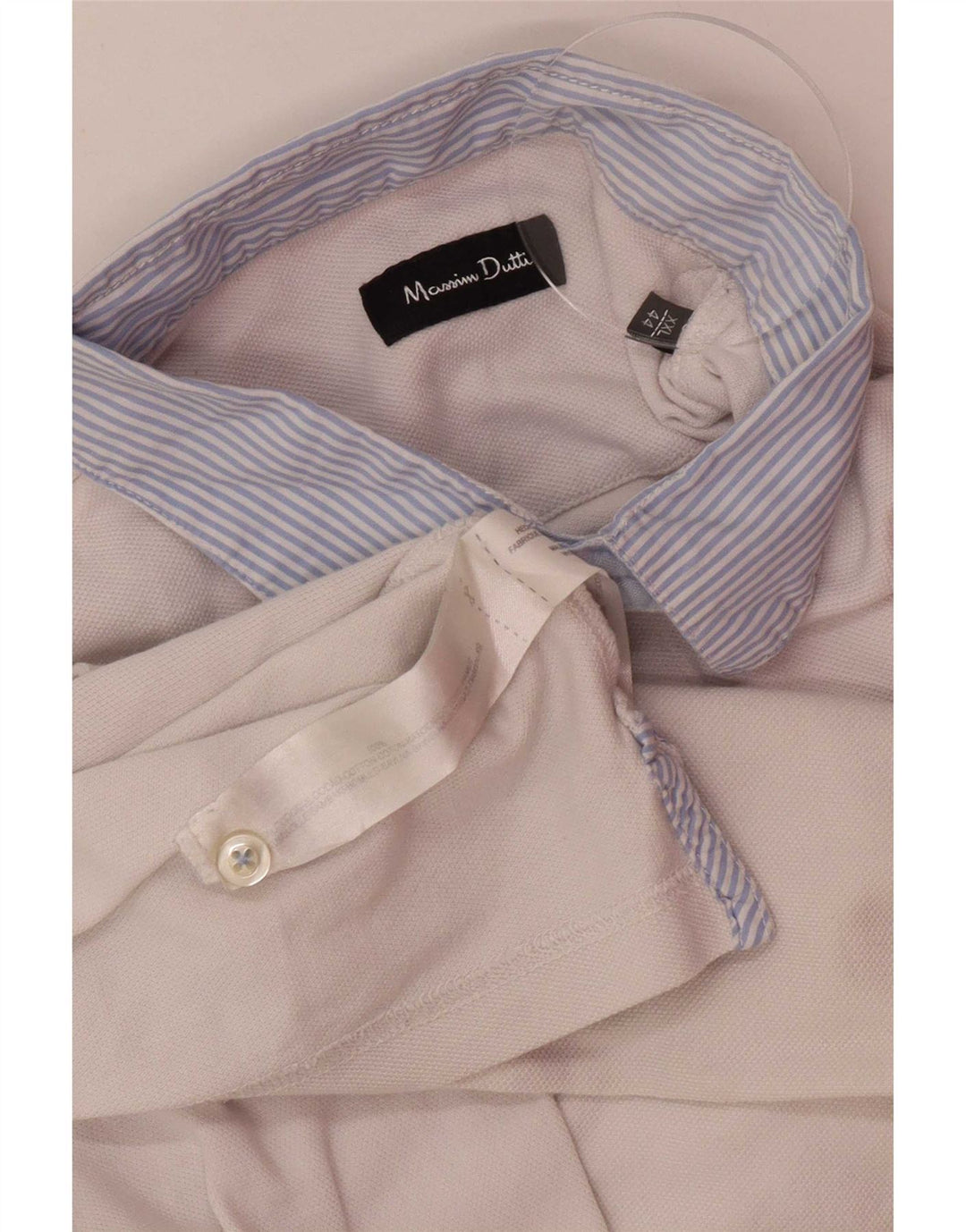 Massimo Dutti Herren Poloshirt 2XL Weiße Baumwolle