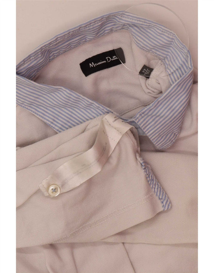 Massimo Dutti Herren Poloshirt 2XL Weiße Baumwolle