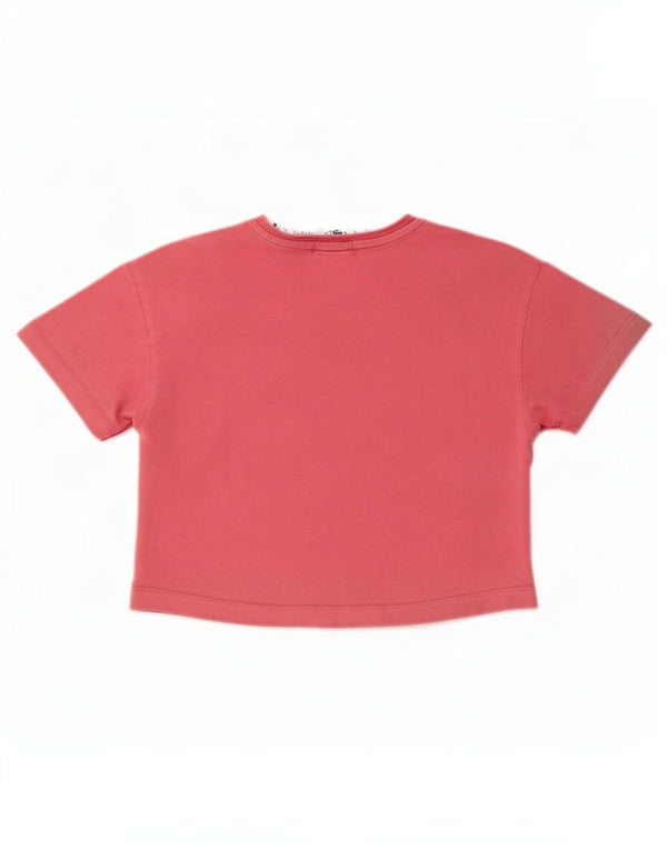 Adidas Damen Crop Graphic T-Shirt Top UK 8 Small Rosa Colourblock Baumwolle