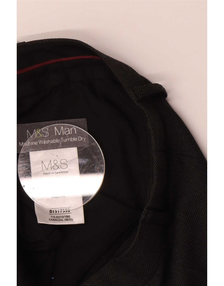Marks & Spencer Herren-Anzughose, gerade, W40 L31, graues Polyester