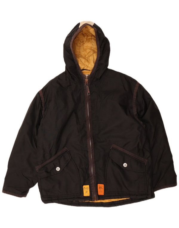 Big Star Herren-Windbreakerjacke mit Kapuze, UK 40, Größe L, schwarzes Nylon