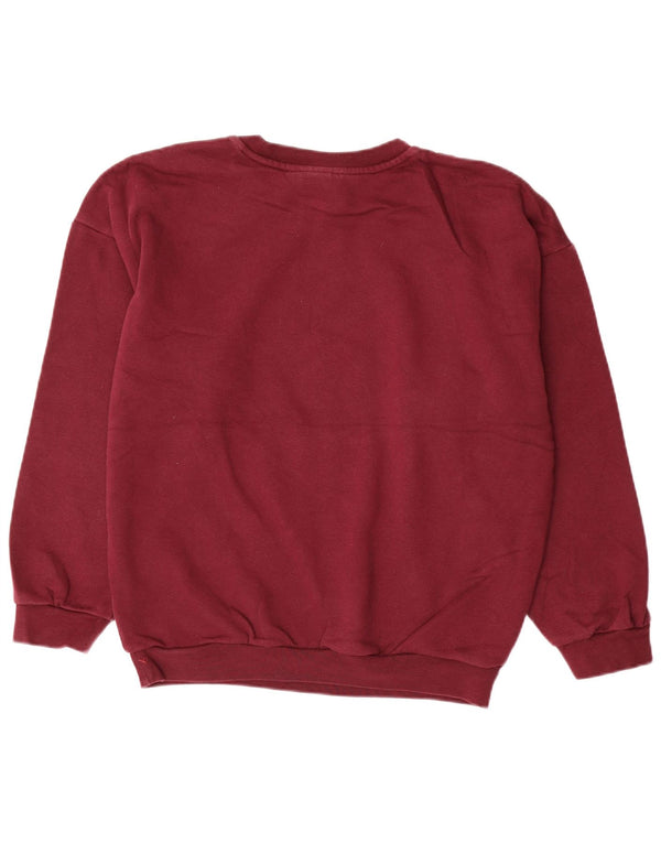 Adidas Womens Oversized Sweatshirt Jumper UK 10 Small Burgundy Cotton