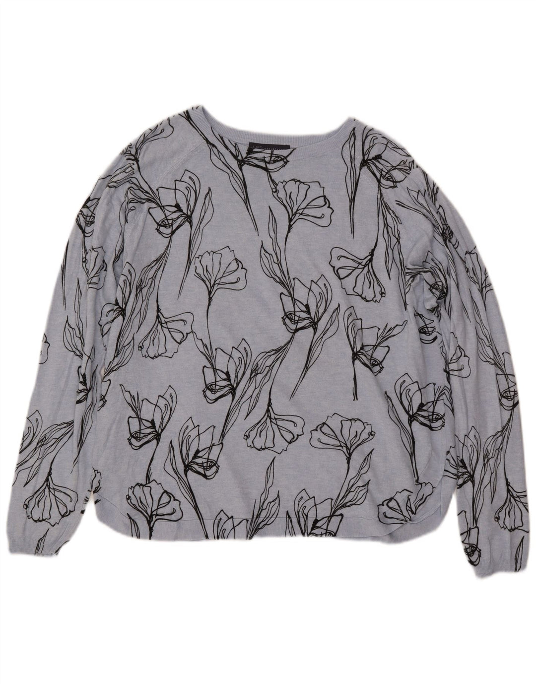 MARKS & SPENCER Damen-Pullover mit U-Boot-Ausschnitt, Gr. 18, XL, blau geblümt