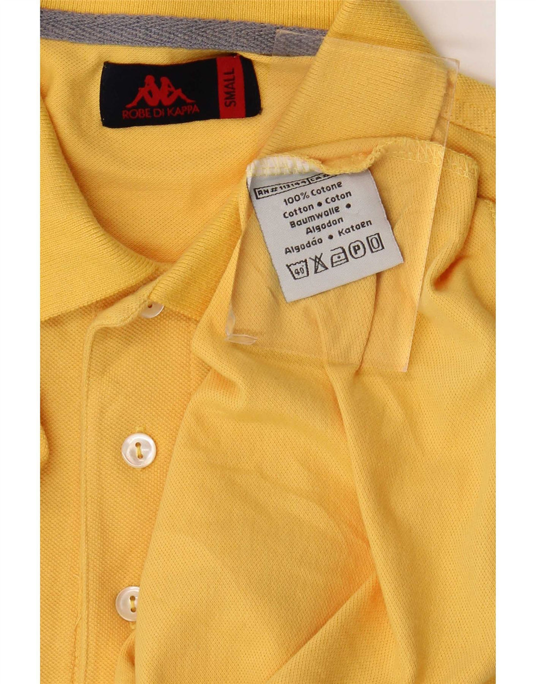 Kappa Herren Poloshirt Small Gelb Baumwolle