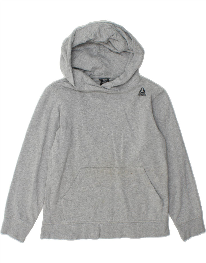 REEBOK Boys Hoodie Jumper 11-12 Years Medium Grey Cotton Vintage Reebok and Second-Hand Reebok from Messina Hembry 