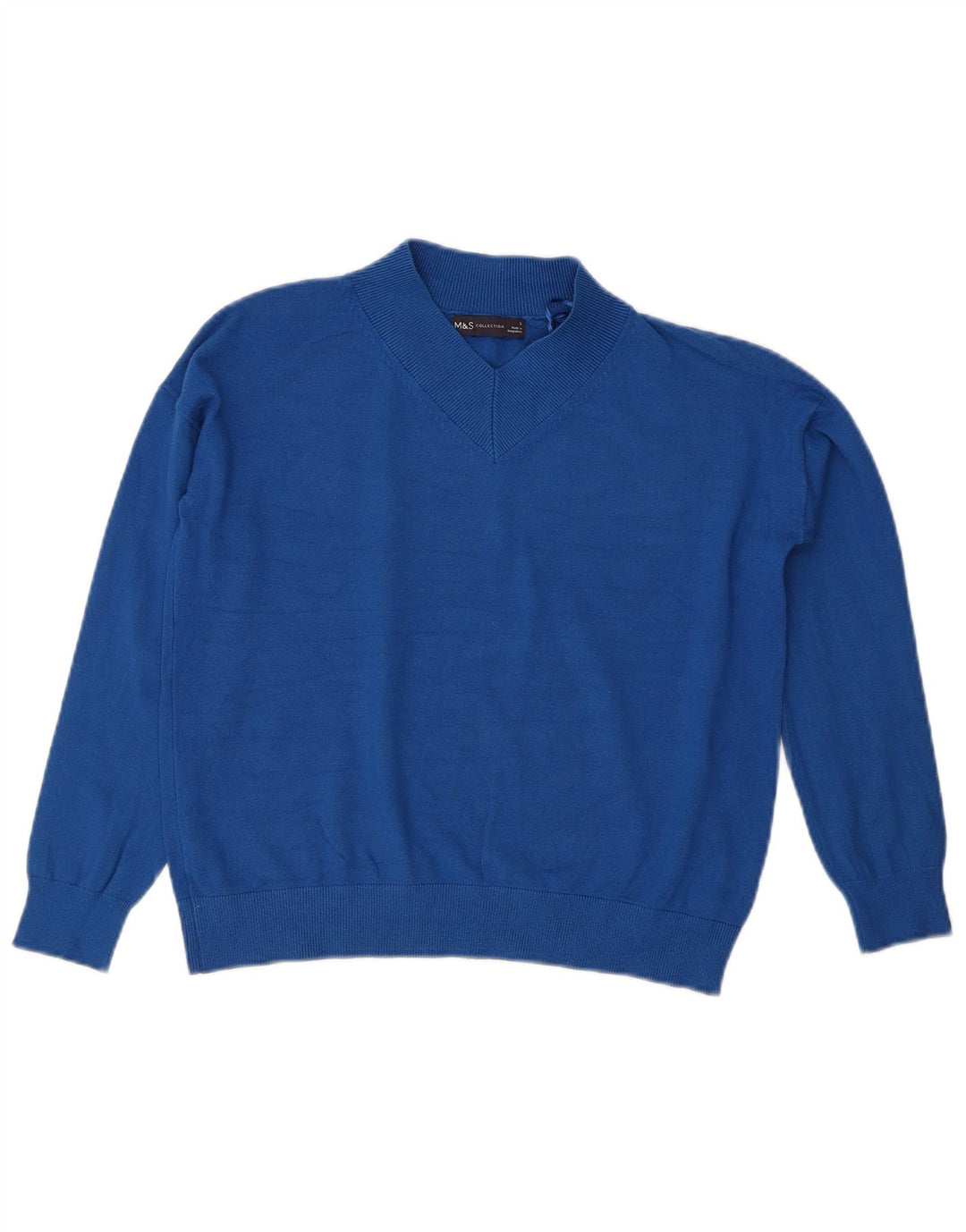 Marks & Spencer Damen-Pullover mit bauchfreiem V-Ausschnitt, Gr. 10, Größe S, Blau