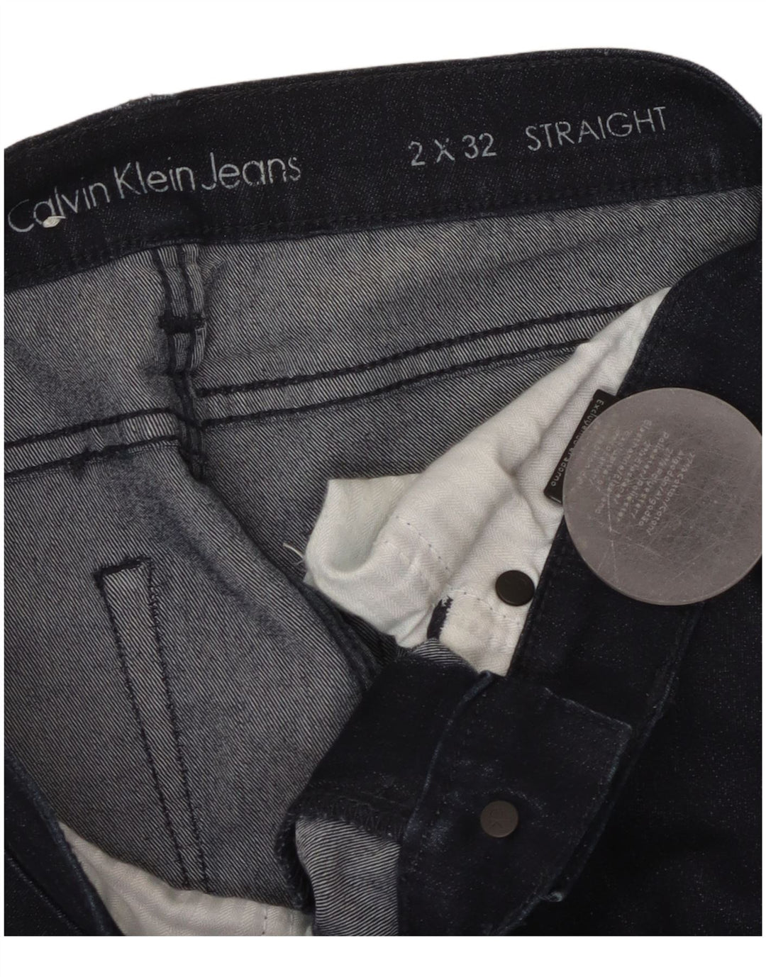Calvin Klein Damen Straight Jeans W32 L27 Marineblaue Baumwolle