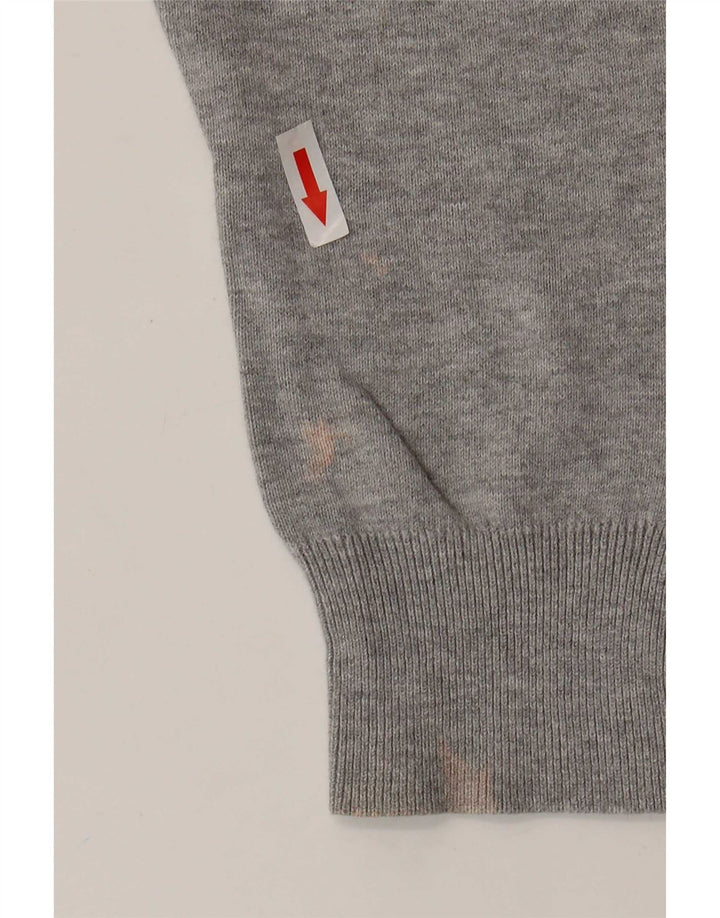 Marks & Spencer Damen-Pullover mit V-Ausschnitt, Gr. 10, Größe S, Grau, Baumwolle