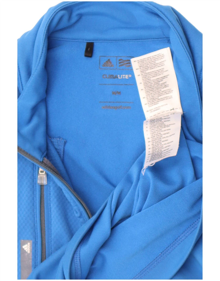 Adidas Herren Climalite Zip Neck Pullover Trainingsanzug Top Mittelblaues Polyester