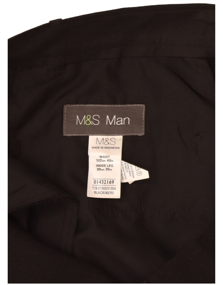 Gerade Herren-Chinohose von Marks & Spencer, Breite 40, Länge 35, Schwarz, Polyester