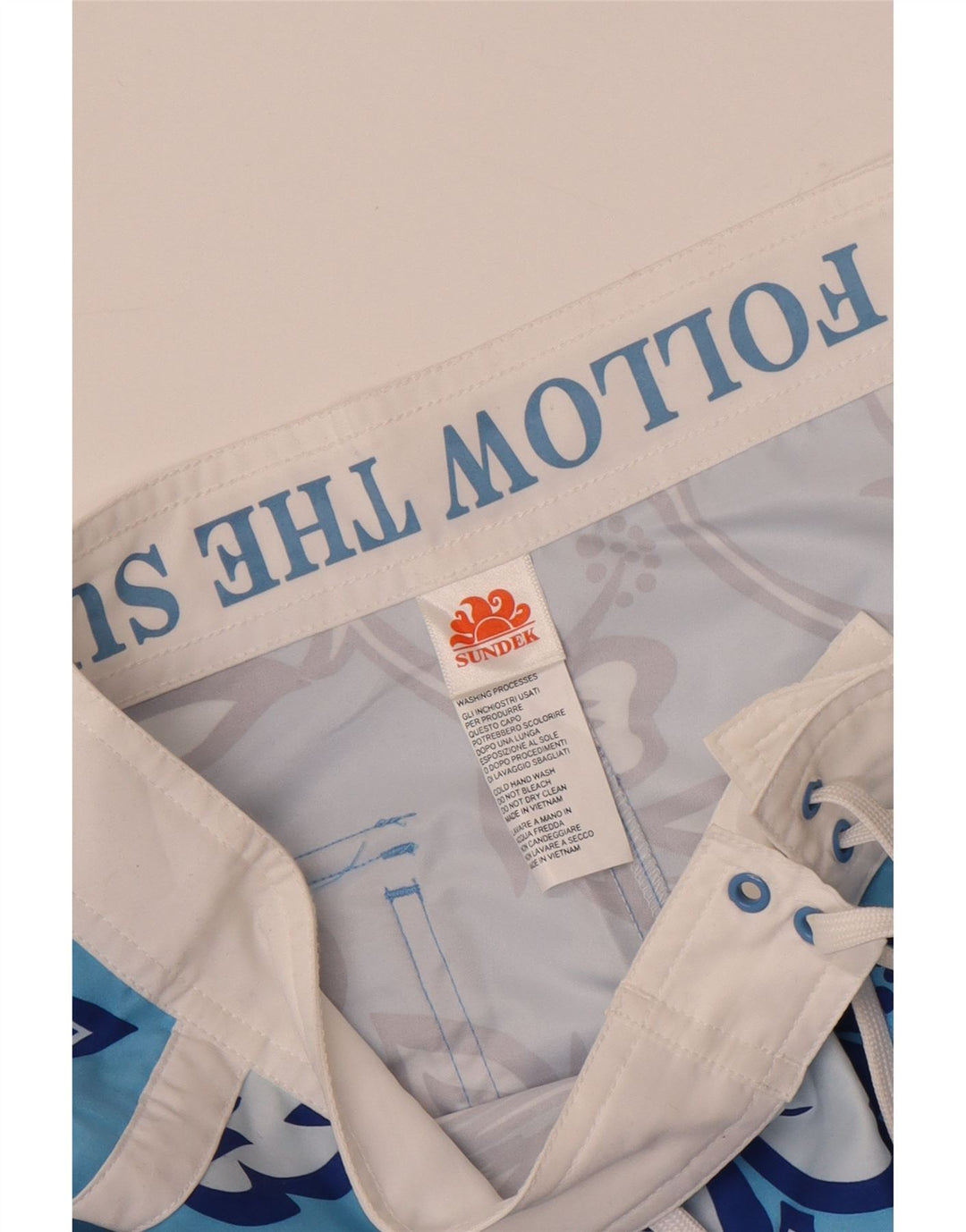 Gerade geschnittene Damenhose von Sundek, W32, L26, blau geblümtes Polyester
