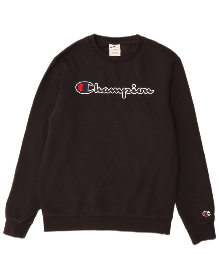 CHAMPION Jungen-Sweatshirt mit Grafik, 13–14 Jahre, XL, schwarze Baumwolle