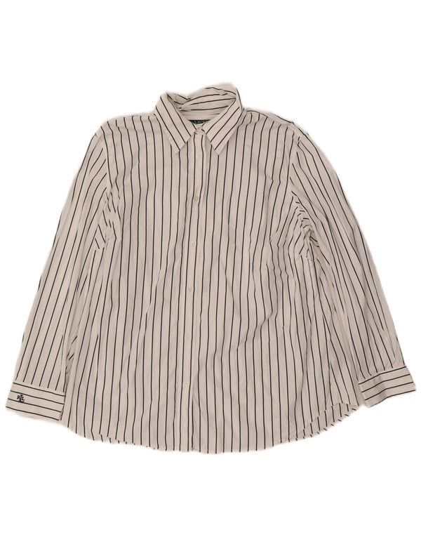Ralph Lauren Damenhemd UK 18 XL Weiße Nadelstreifen-Baumwolle