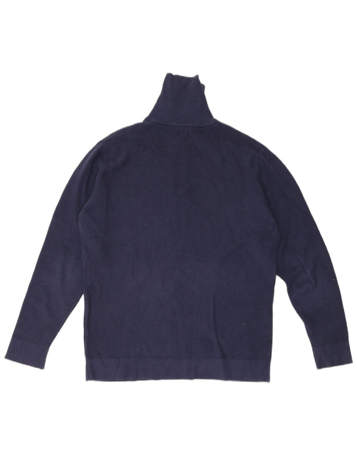 Zara Herren-Pullover mit Reißverschluss am Hals, mittlere marineblaue Baumwolle
