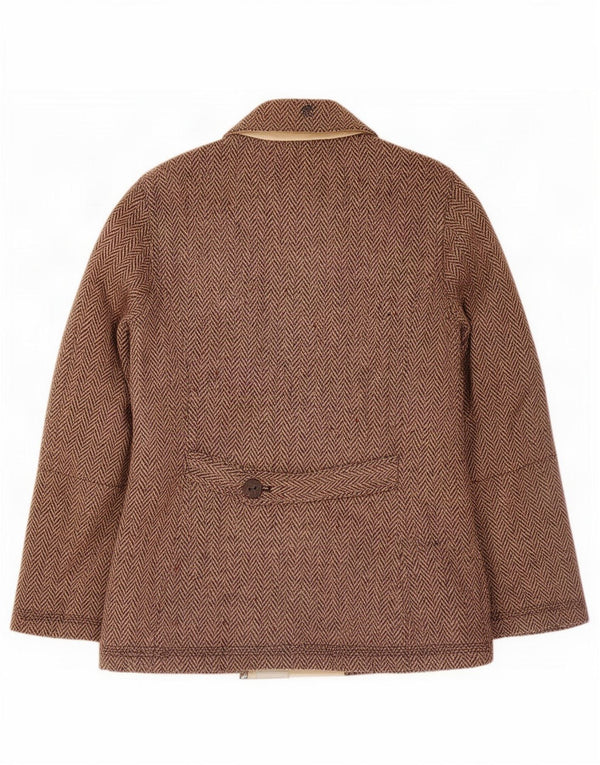 Timberland Damen 5-Knopf-Windbreakerjacke UK 14 Large Brown Herringbone