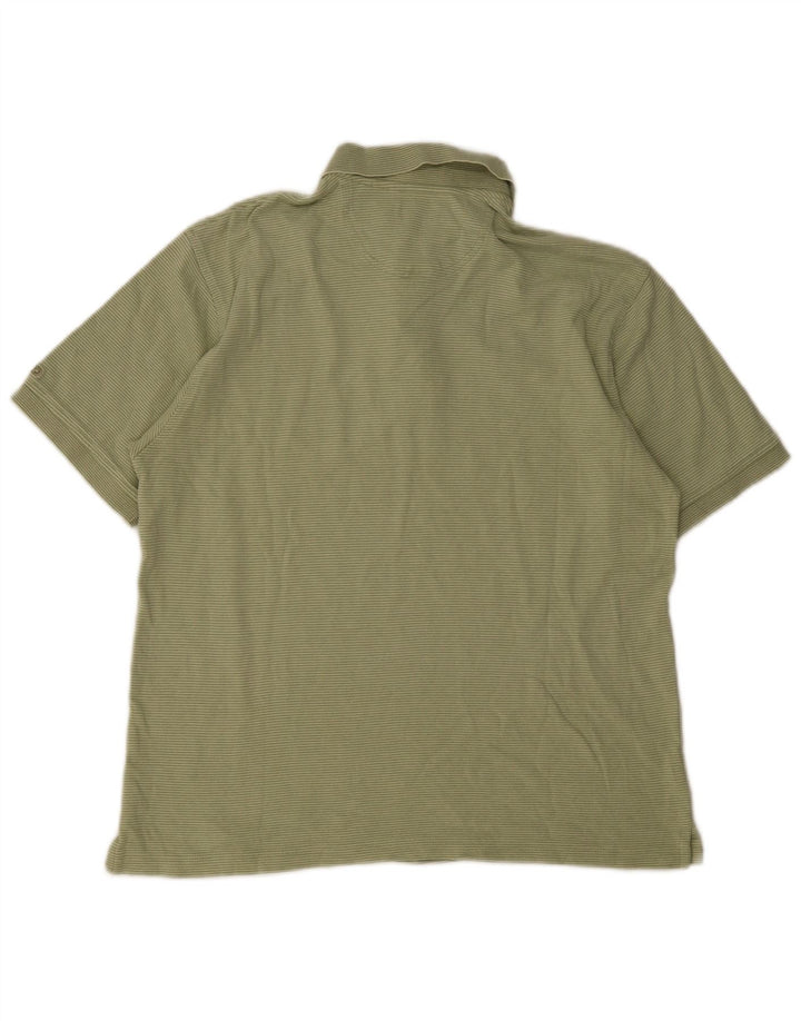 Izod Herren-Poloshirt aus mittelgrüner Nadelstreifen-Baumwolle