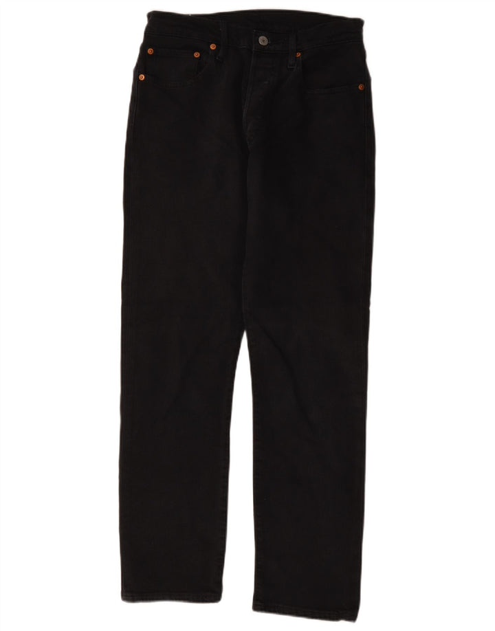 Levi's Damen 501 Straight Jeans W27 L28 Schwarze Baumwolle