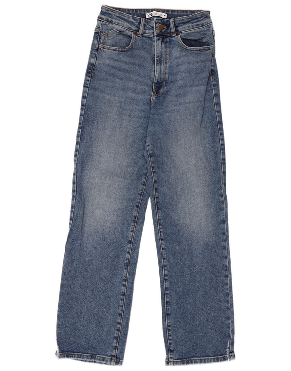 Zara Damen Straight Jeans EU 36 XS W26 L27 Blaue Baumwolle