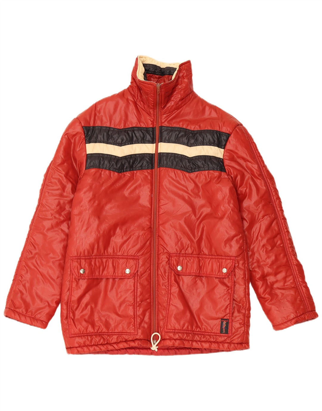 Charly Wattierte Damenjacke mit Kapuze IT 48 XL Rotes Colourblock-Polyamid