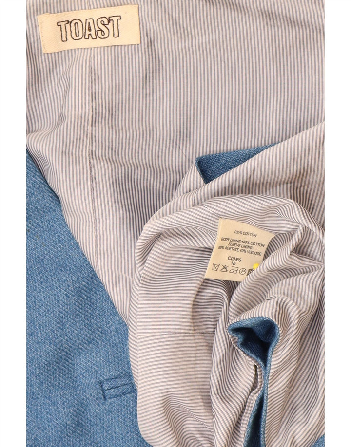 Toast Damen Weste UK 10 Small Blaue Baumwolle