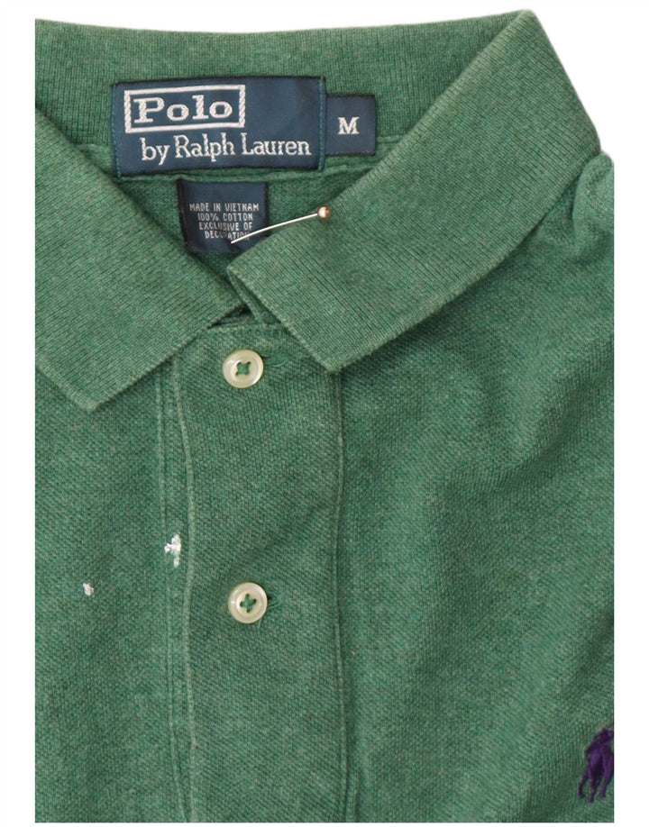 POLO RALPH LAUREN Herren-Langarm-Poloshirt aus mittelgrüner Baumwolle