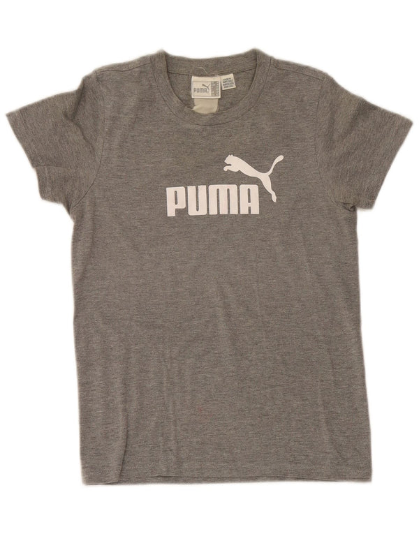 Puma Damen Graphic T-Shirt Top UK 12 Mittelgrau meliert