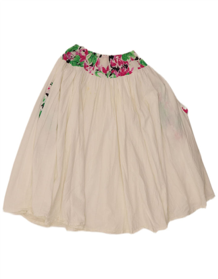Vintage Damen Plissee ausgestellter Rock W34 Großes weißes Blumenmuster