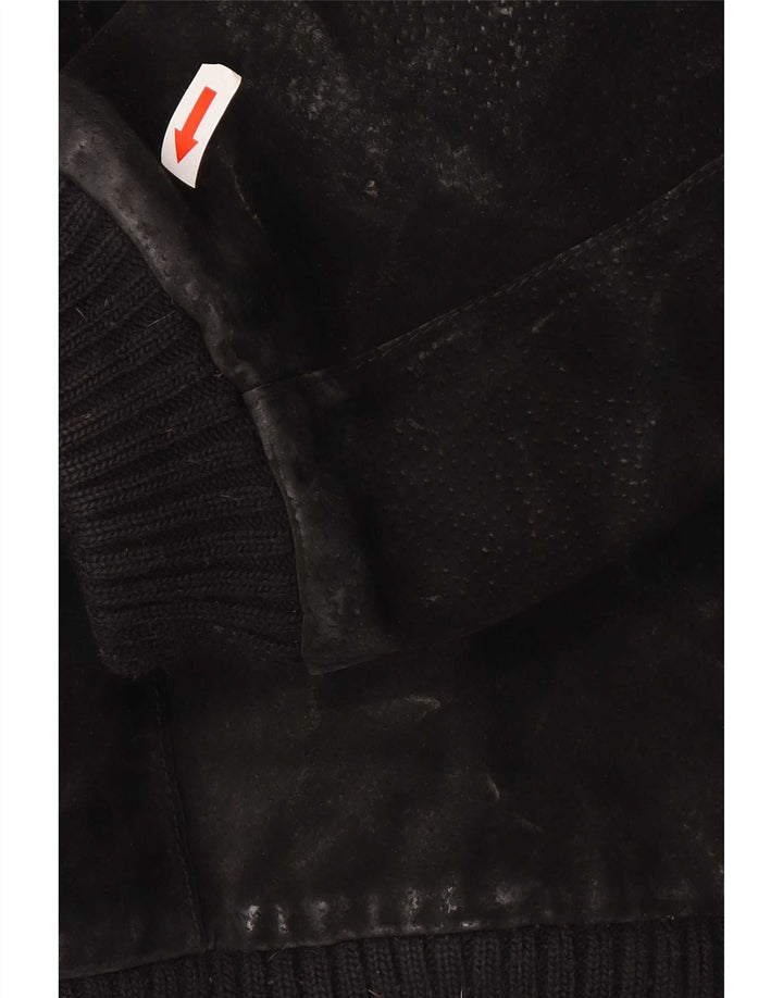 Vintage Herren Wildleder Bomberjacke UK 42 XL Schwarzes Leder