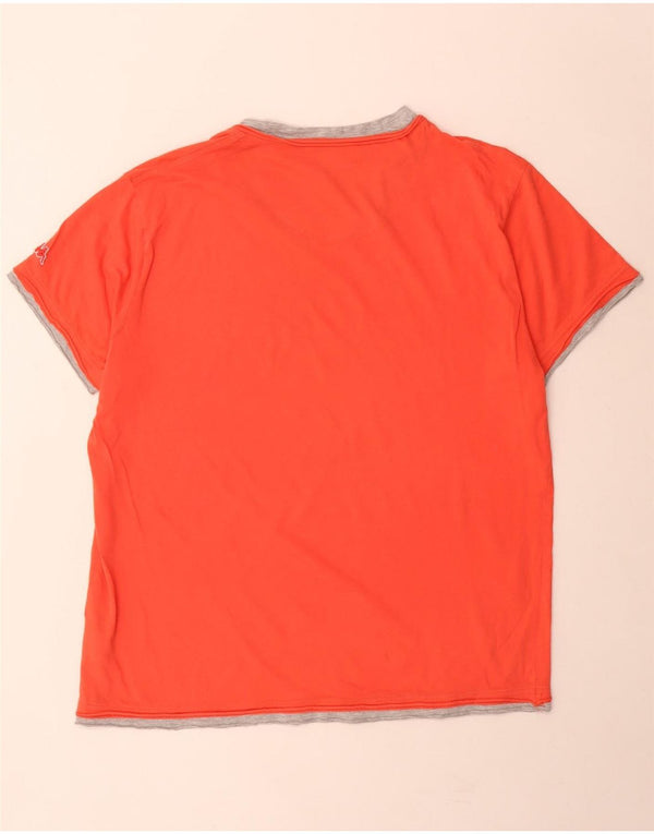 Kappa Herren Grafik T-Shirt Top XL Orange Colourblock Baumwolle
