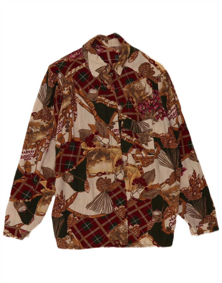 VINTAGE Damen Hemdbluse mit abstraktem Muster UK 18 XL Mehrfarbig