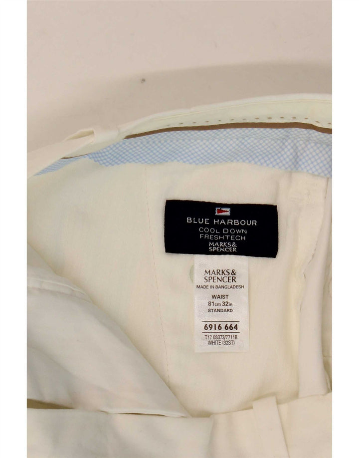 Marks & Spencer Damen Blue Harbour Chinoshorts W32 Large Weiße Baumwolle