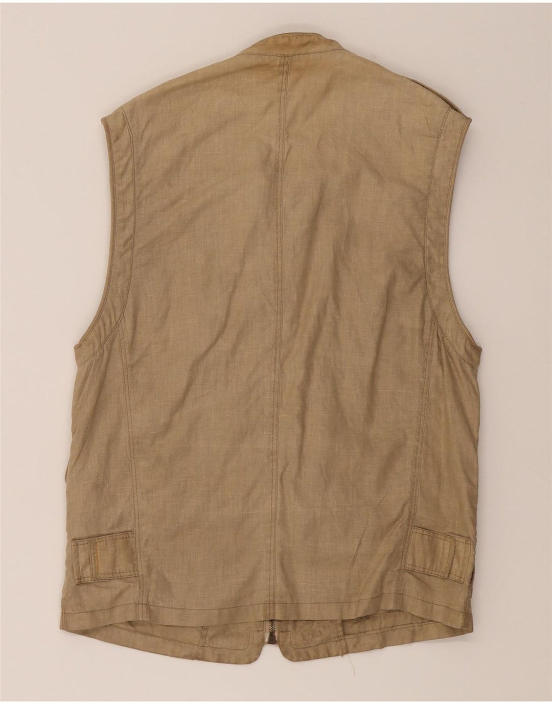 KRIZIAUOMO Mens Utility Gilet IT 50 Large Beige Linen Vintage Kriziauomo and Second-Hand Kriziauomo from Messina Hembry 