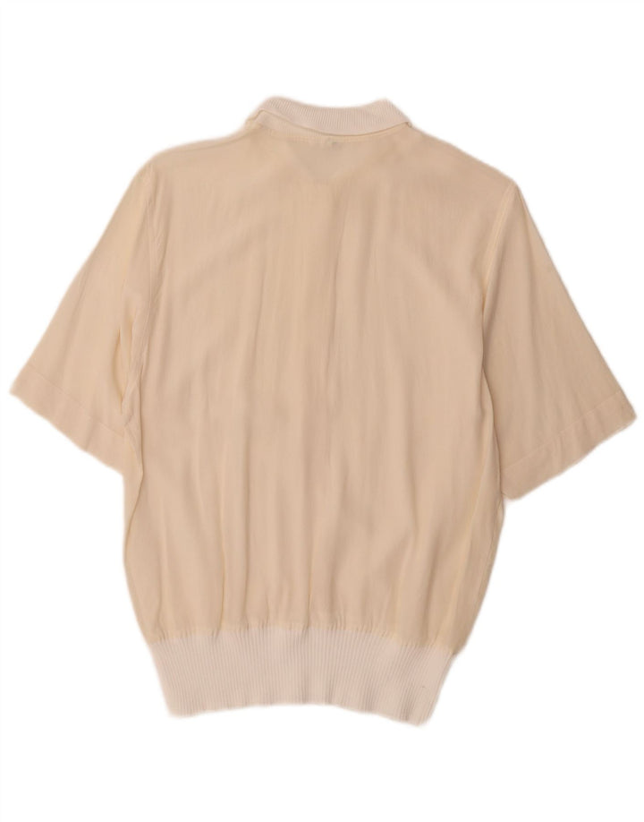 Vintage Damen Pullover Shirt IT 44 Medium Off White Colourblock