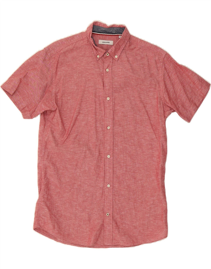 JACK & JONES Mens Short Sleeve Shirt Medium Red Cotton Vintage Jack & Jones and Second-Hand Jack & Jones from Messina Hembry 