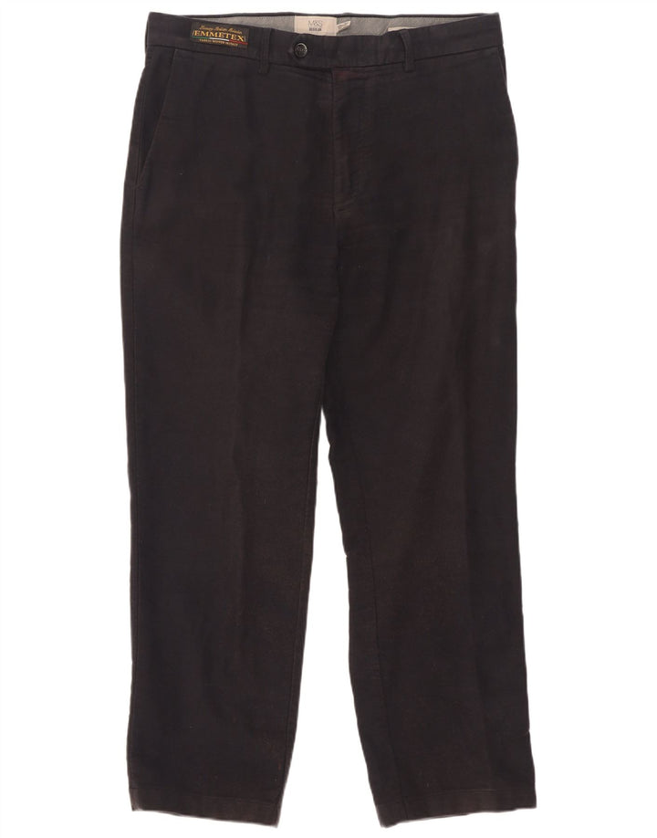 Marks & Spencer Herren-Anzughose in normaler Passform, W34 L29, marineblaue Baumwolle