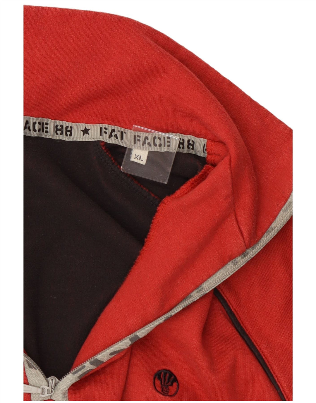 Fat Face Herren-Pullover mit Reißverschluss am Hals, XL, rote Baumwolle
