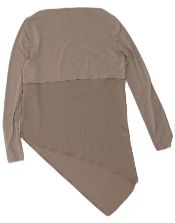 Zara Damen-Langarm-Asymmetrisches Tunika-Oberteil UK 10 Small Grau Polyester