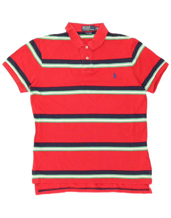 Ralph Lauren Mens Custom Fit Polo Shirt Medium Red Striped Cotton
